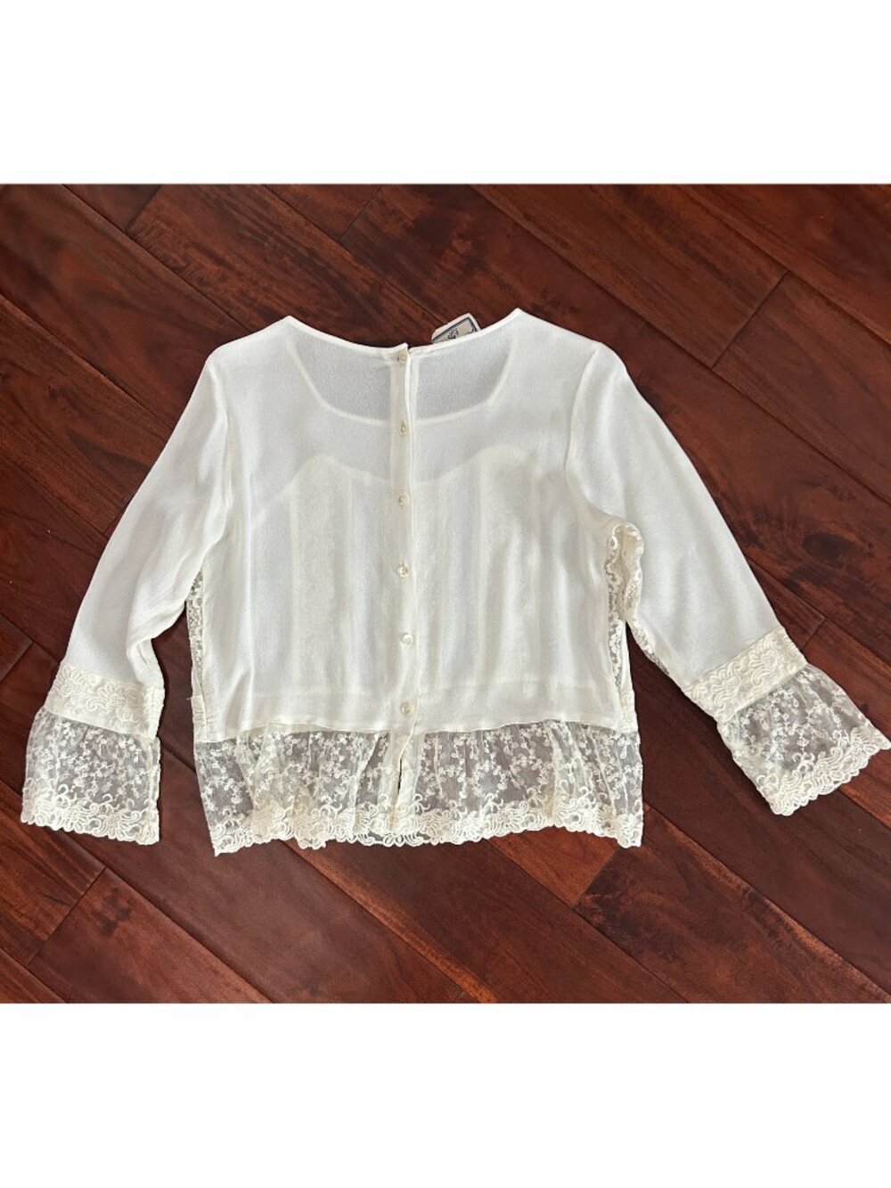 April Cornell Vintage Ivory Lace Blouse Fairycore Festival Cottagecore Size S - Picture 5 of 8